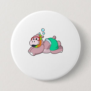 Hippo at Diving with Snorkel Button