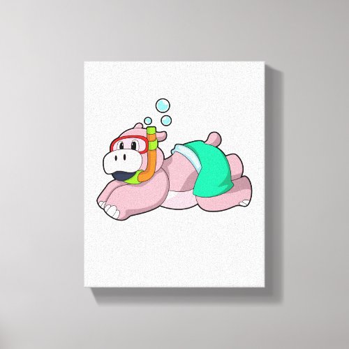Hippo at Diving with Snorkel Canvas Print