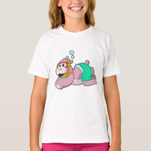Hippo at Diving with Snorkel T-Shirt