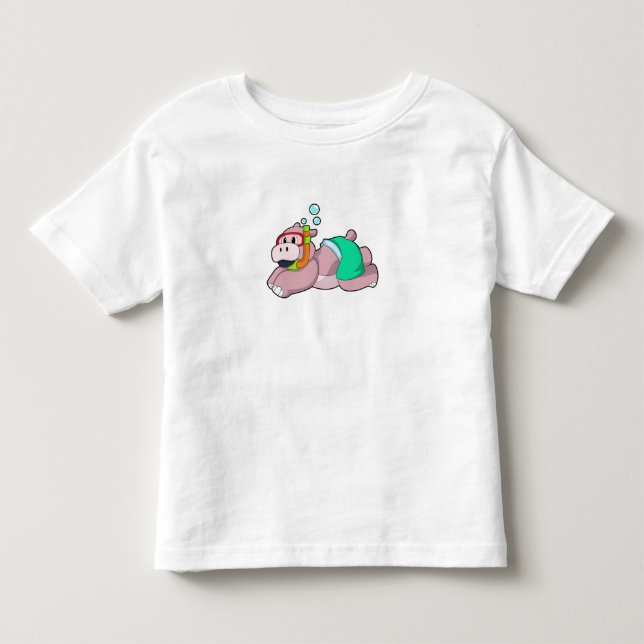 Hippo at Diving with Snorkel Toddler T-shirt (Front)