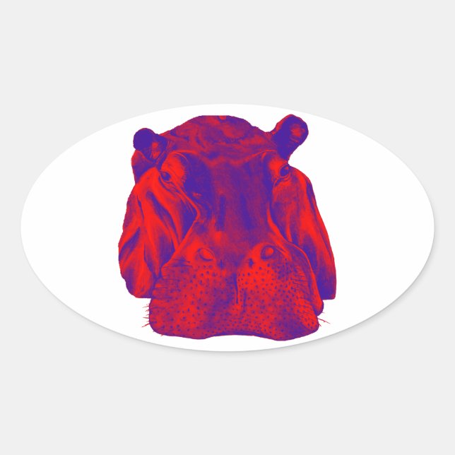 HIPPO AT DUSK OVAL STICKER (Front)