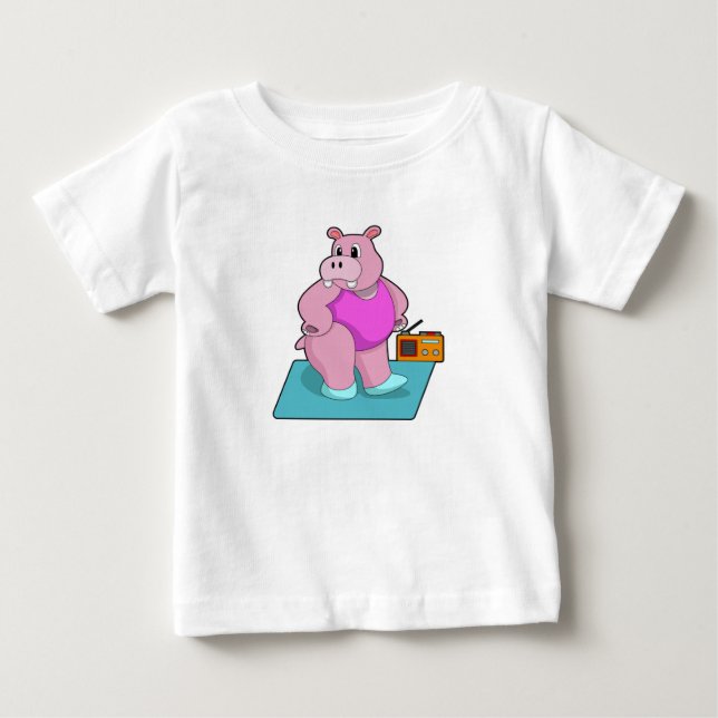 Hippo at Fitness with Radio.PNG Baby T-Shirt (Front)
