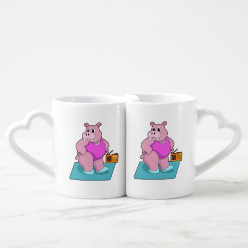 Hippo at Fitness with RadioPNG Coffee Mug Set