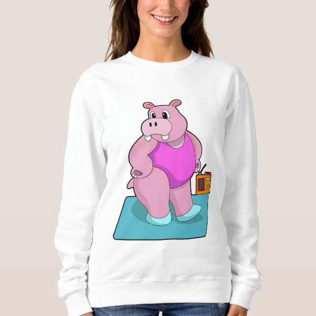 Hippo at Fitness with Radio.PNG Sweatshirt (Front)