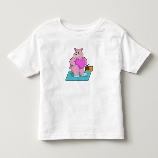 Hippo at Fitness with Radio.PNG Toddler T-shirt (Front)