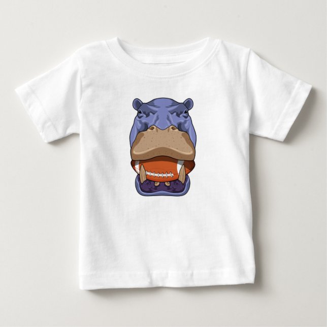 Hippo at Football Sports Baby T-Shirt (Front)