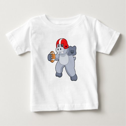 Hippo at Football Sports Baby T_Shirt