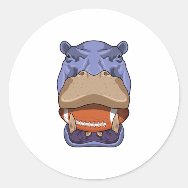 Hippo at Football Sports Classic Round Sticker (Front)