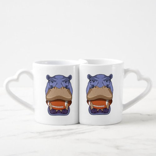 Hippo at Football Sports Coffee Mug Set