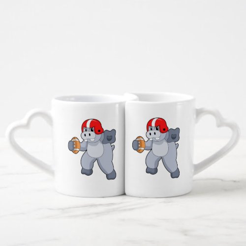 Hippo at Football Sports Coffee Mug Set