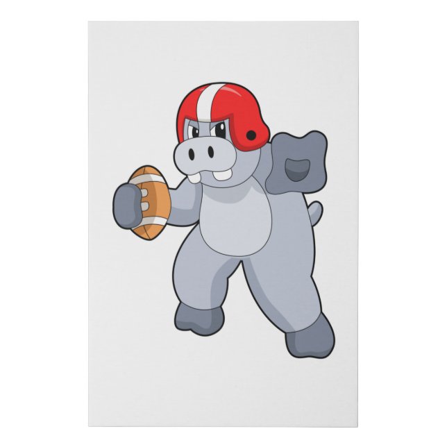 Hippo at Football Sports Faux Canvas Print (Front)