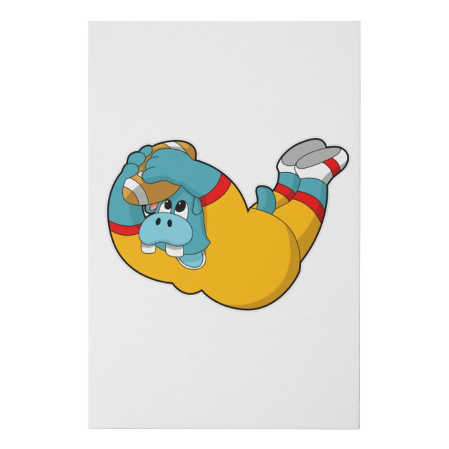 Hippo at Football Sports Faux Canvas Print (Front)