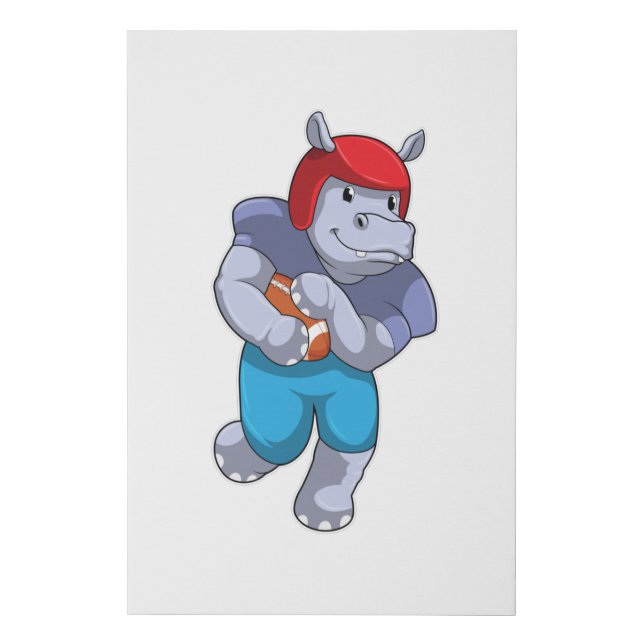 Hippo at Football Sports Faux Canvas Print (Front)