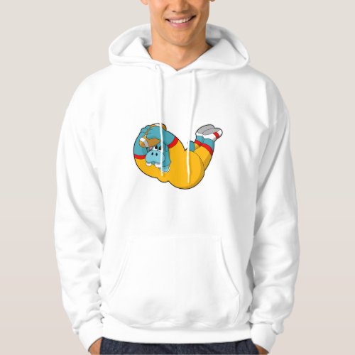 Hippo at Football Sports Hoodie