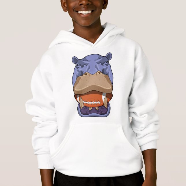Hippo at Football Sports Hoodie (Front)