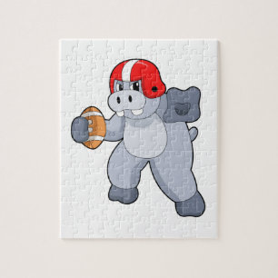 Hippo at Football Sports Jigsaw Puzzle