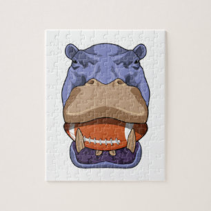 Hippo at Football Sports Jigsaw Puzzle