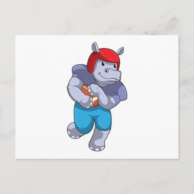 Hippo at Football Sports Postcard (Front)