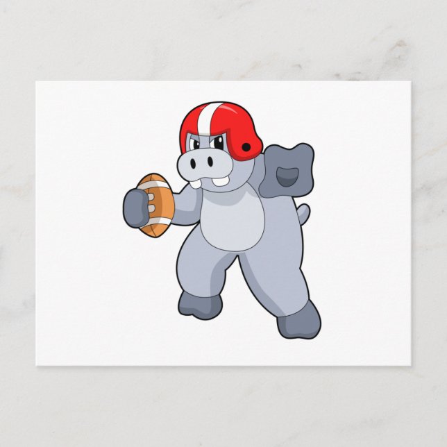 Hippo at Football Sports Postcard (Front)