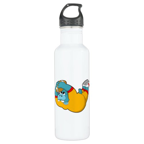 Hippo at Football Sports Stainless Steel Water Bottle