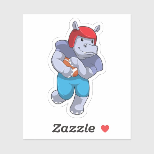 Hippo at Football Sports Sticker (Sheet)