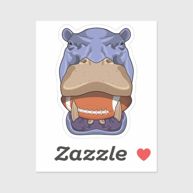 Hippo at Football Sports Sticker (Sheet)