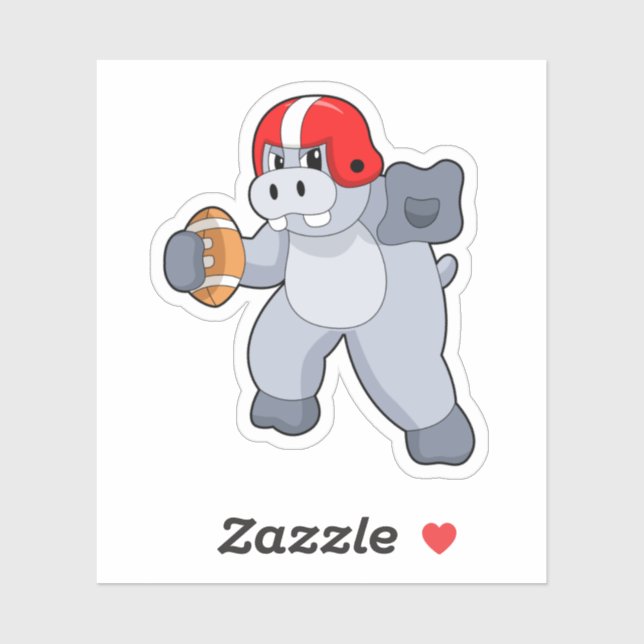 Hippo at Football Sports Sticker (Sheet)