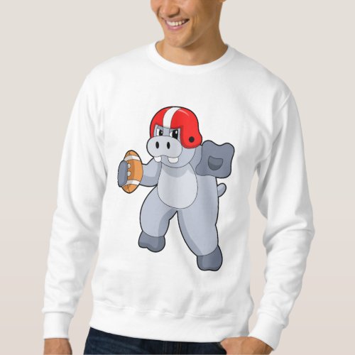 Hippo at Football Sports Sweatshirt