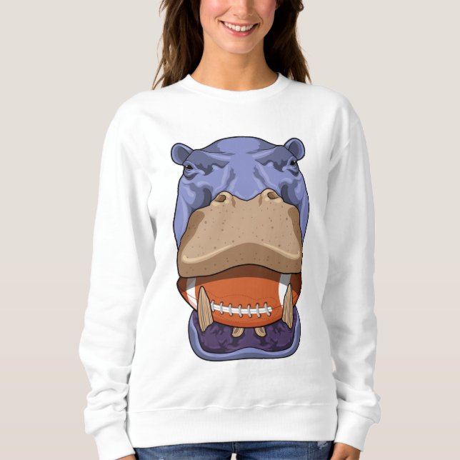 Hippo at Football Sports Sweatshirt (Front)