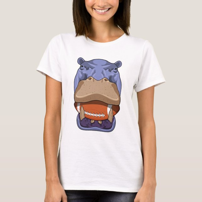 Hippo at Football Sports T-Shirt (Front)