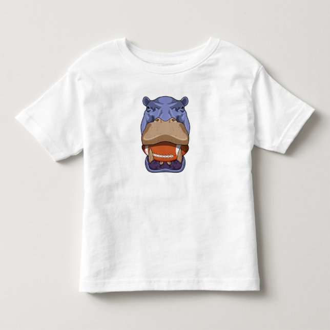 Hippo at Football Sports Toddler T-shirt (Front)
