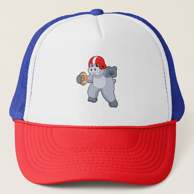 Hippo at Football Sports Trucker Hat (Front)