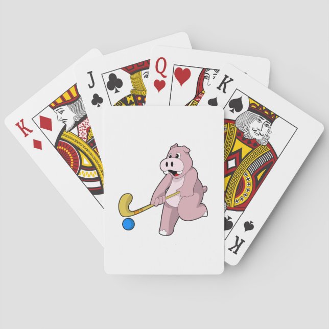 Hippo at Hockey with Hockey bat Poker Cards (Back)