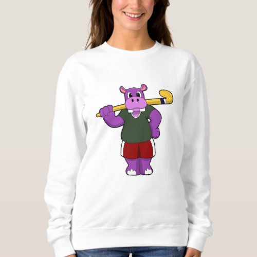 Hippo at Hockey with Hockey bat Sweatshirt