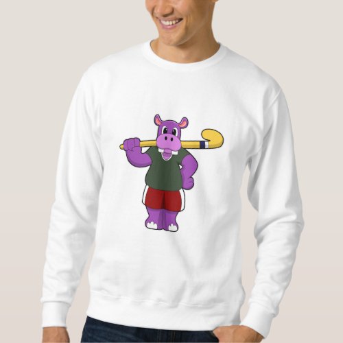 Hippo at Hockey with Hockey bat Sweatshirt