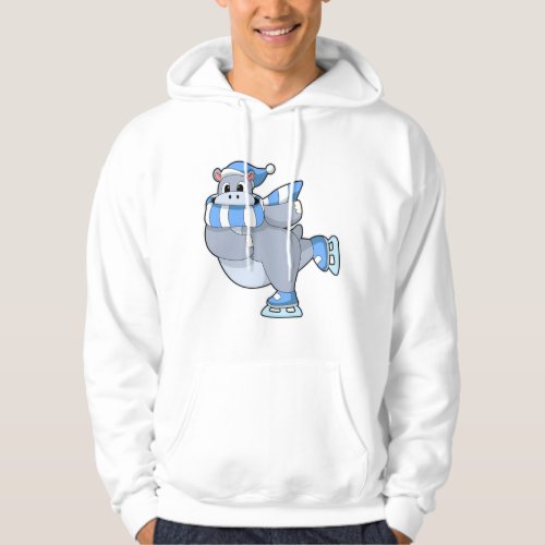 Hippo at Ice skating with Ice skates Hoodie