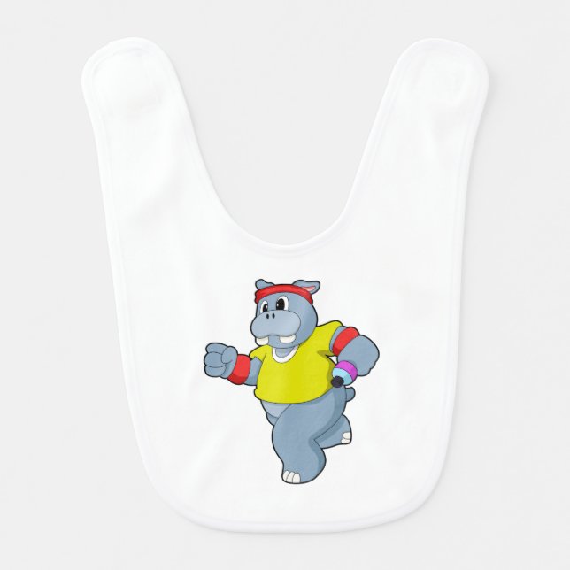 Hippo at Running Baby Bib (Front)
