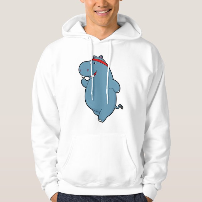 Hippo at Running with Headband Hoodie (Front)