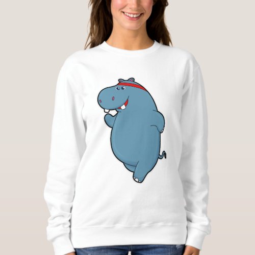 Hippo at Running with Headband Sweatshirt