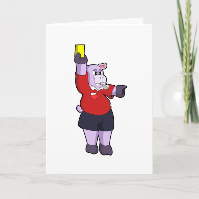 Hippo at Soccer as Referee Card (Front)