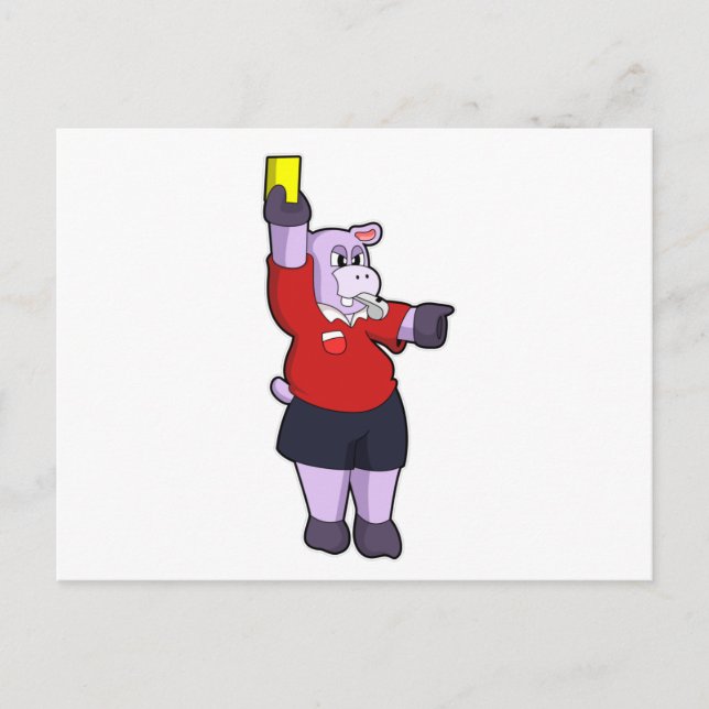 Hippo at Soccer as Referee Postcard (Front)