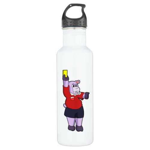 Hippo at Soccer as Referee Stainless Steel Water Bottle