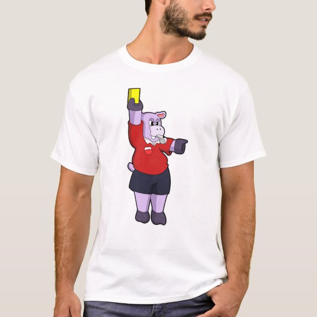 Hippo at Soccer as Referee T-Shirt (Front)