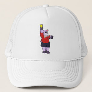 Hippo at Soccer as Referee Trucker Hat