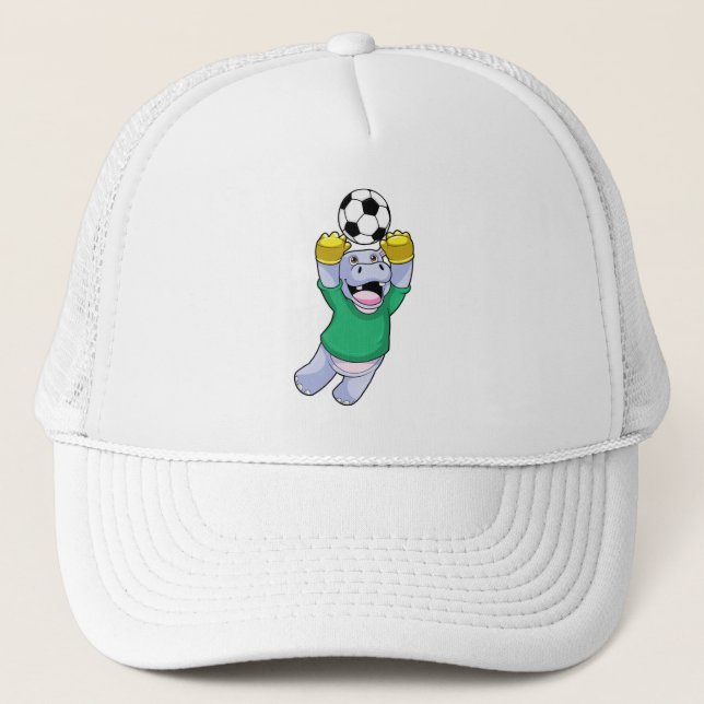 Hippo at Soccer Sports Trucker Hat (Front)