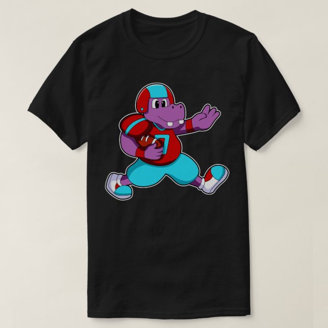 Hippo at Sports with  Helmet T-Shirt (Design Front)
