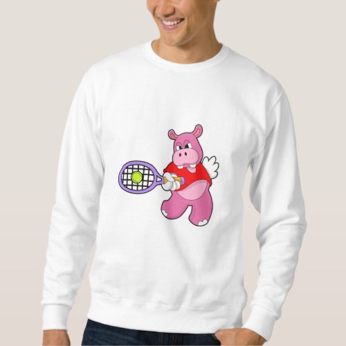 Hippo at Tennis with Tennis racket Sweatshirt