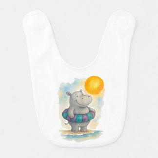 Hippo at the Beach Baby Bib