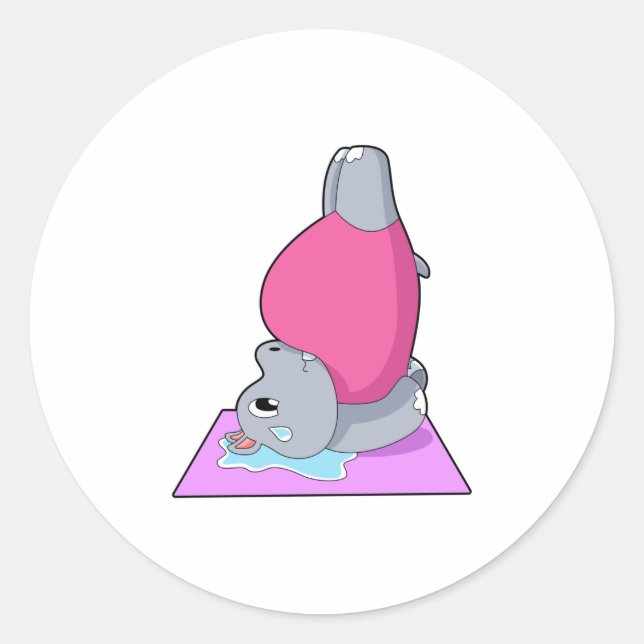 Hippo at Yoga Fitness Classic Round Sticker (Front)