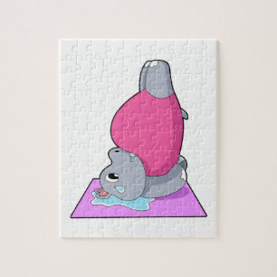 Hippo at Yoga Fitness Jigsaw Puzzle